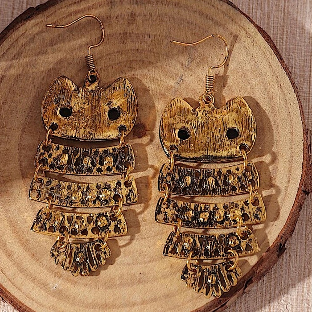 2 FOR $20 Vintage Gold Multicolor Rhinestone Owl Earrings - Picture 7 of 7